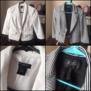 Set of Two Cropped Blazers, white and striped